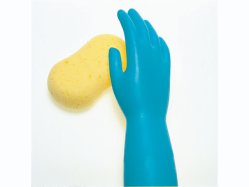 133003EL-Latex huishoudhandschoenen met rolrand -EL -blauw