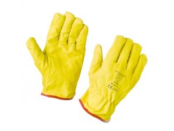 129514-Rundnerflederen handschoenen, winteruitvoering -geel